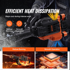 Martillo de demolición de 3500 W, 2 cinceles 1900 BPM | VEVOR