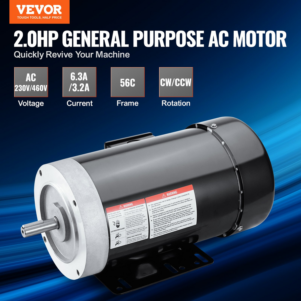 Motor eléctrico de 2 HP, 3450 rpm, CA 230 V/460 V | VEVOR