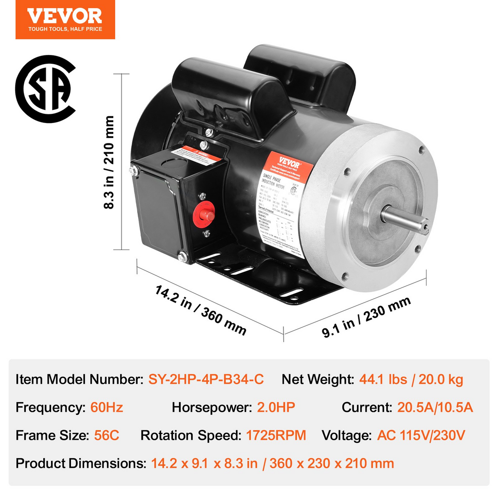 Miniatura del producto Motor eléctrico de 2 HP | VEVOR