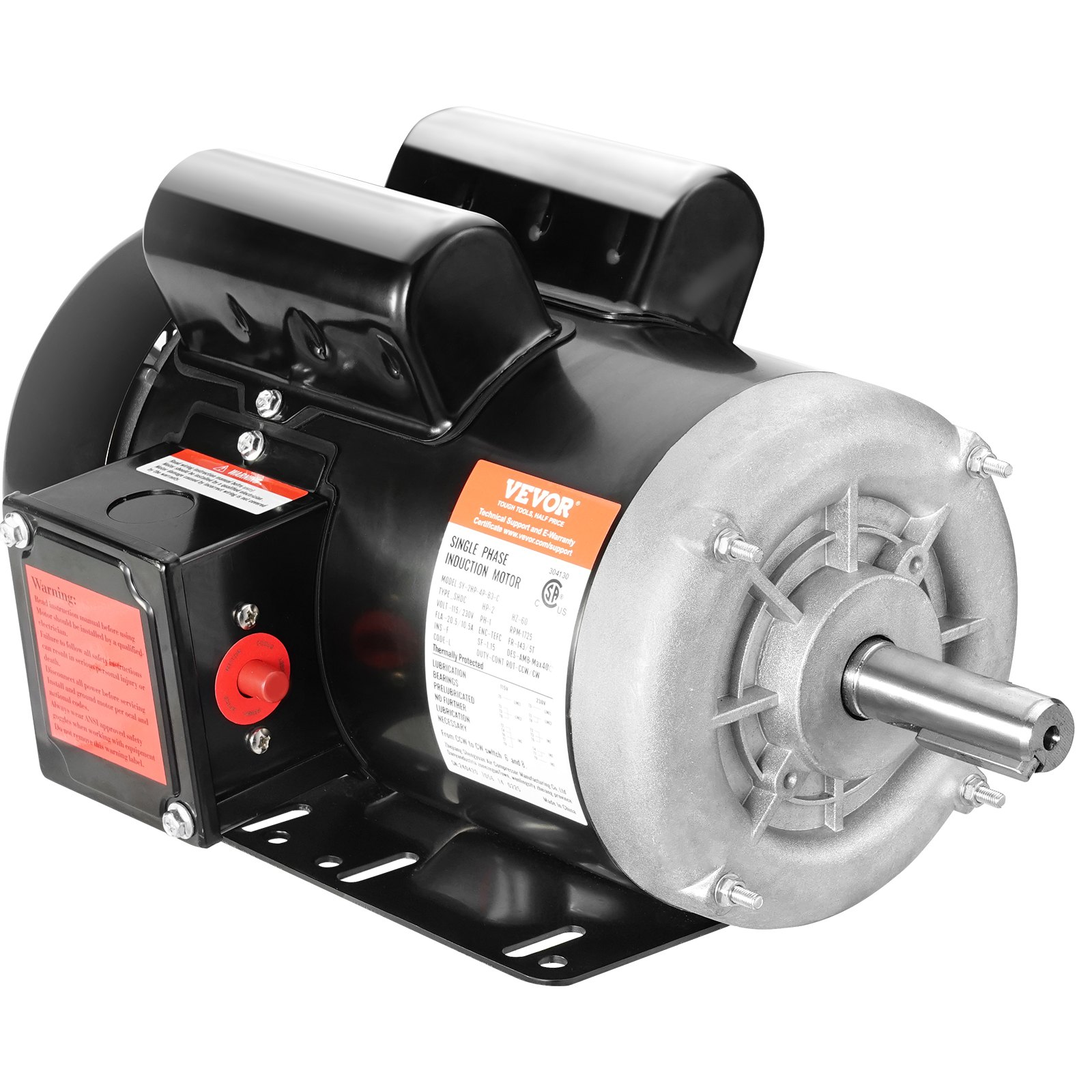 Motor eléctrico de 2 HP, 1725 rpm, CA 115 V/230 V | VEVOR
