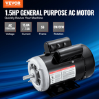 Motor eléctrico de 1, 5 HP, 3450 rpm, CA 115 V/230 V | VEVOR