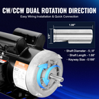 Motor eléctrico de 1, 5 HP, 3450 rpm, CA 115 V/230 V | VEVOR
