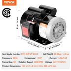 Motor eléctrico de 1, 5 HP, 3450 rpm, CA 115 V/230 V | VEVOR