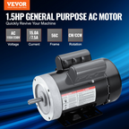 Motor eléctrico de 1, 5 HP, 3450 rpm, CA 115 V/230 V, 1,5 HP | VEVOR