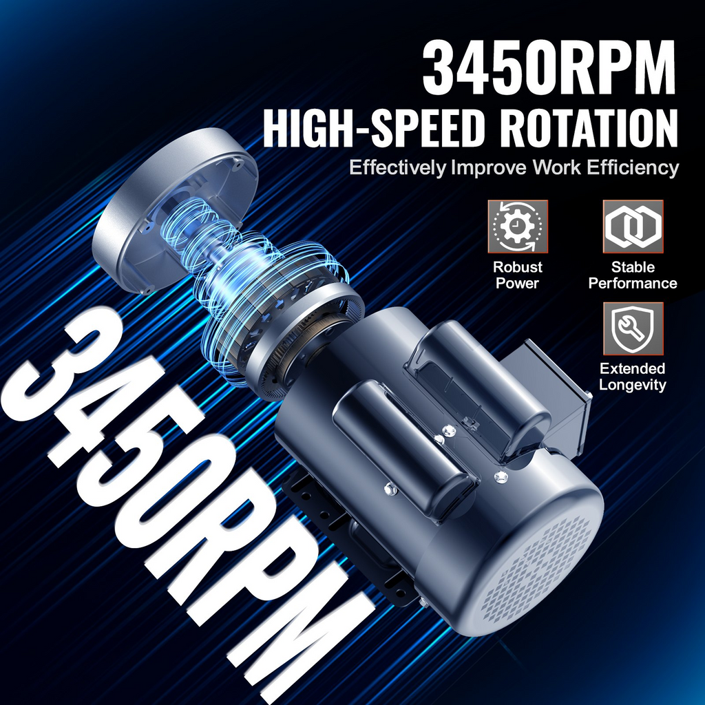 Motor eléctrico de 1, 5 HP, 3450 rpm, CA 115 V/230 V, 1,5 HP | VEVOR