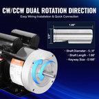 Motor eléctrico de 1, 5 HP, 3450 rpm, CA 115 V/230 V, 1,5 HP | VEVOR
