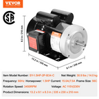 Motor eléctrico de 1, 5 HP, 3450 rpm, CA 115 V/230 V, 1,5 HP | VEVOR