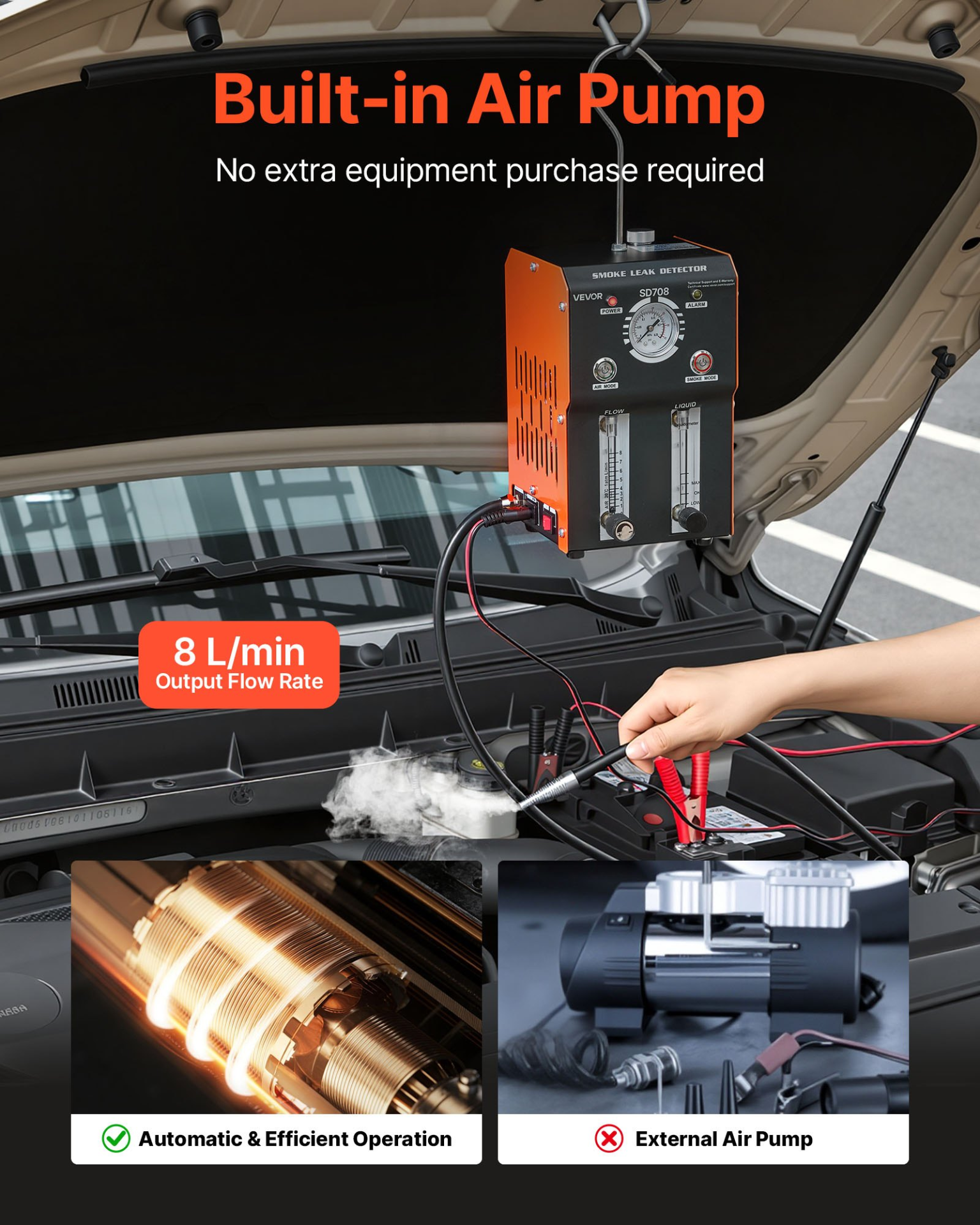Detector de fugas con máquina de humo automotriz | VEVOR