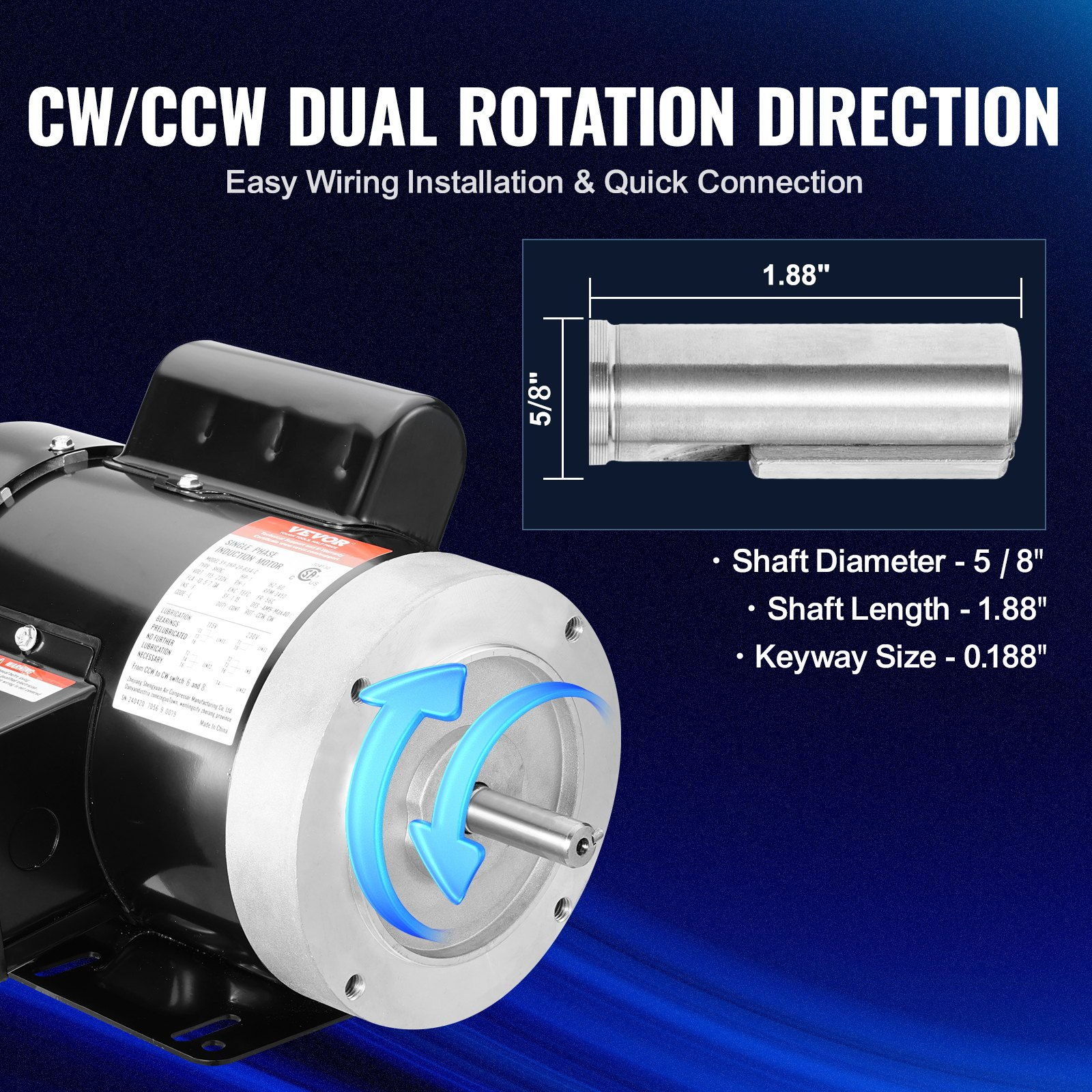 Miniatura del producto Motor eléctrico de 1 HP | VEVOR