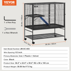 Jaula metálica rodante de 99 cm (39") para hurones | VEVOR
