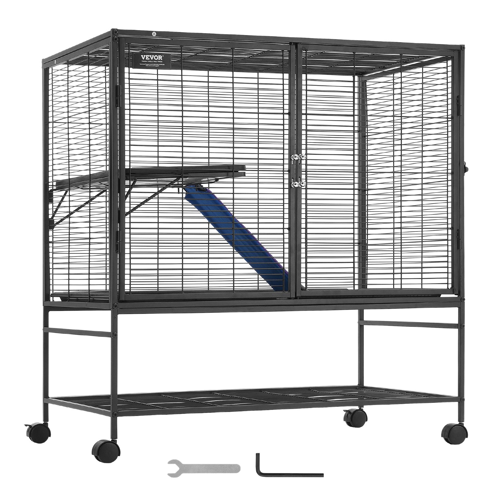 Jaula metálica rodante de 99 cm (39") para hurones | VEVOR