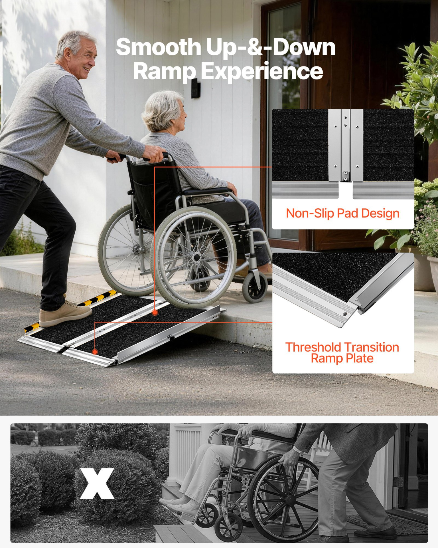 Rampa portátil para silla de ruedas, 60 cm | VEVOR