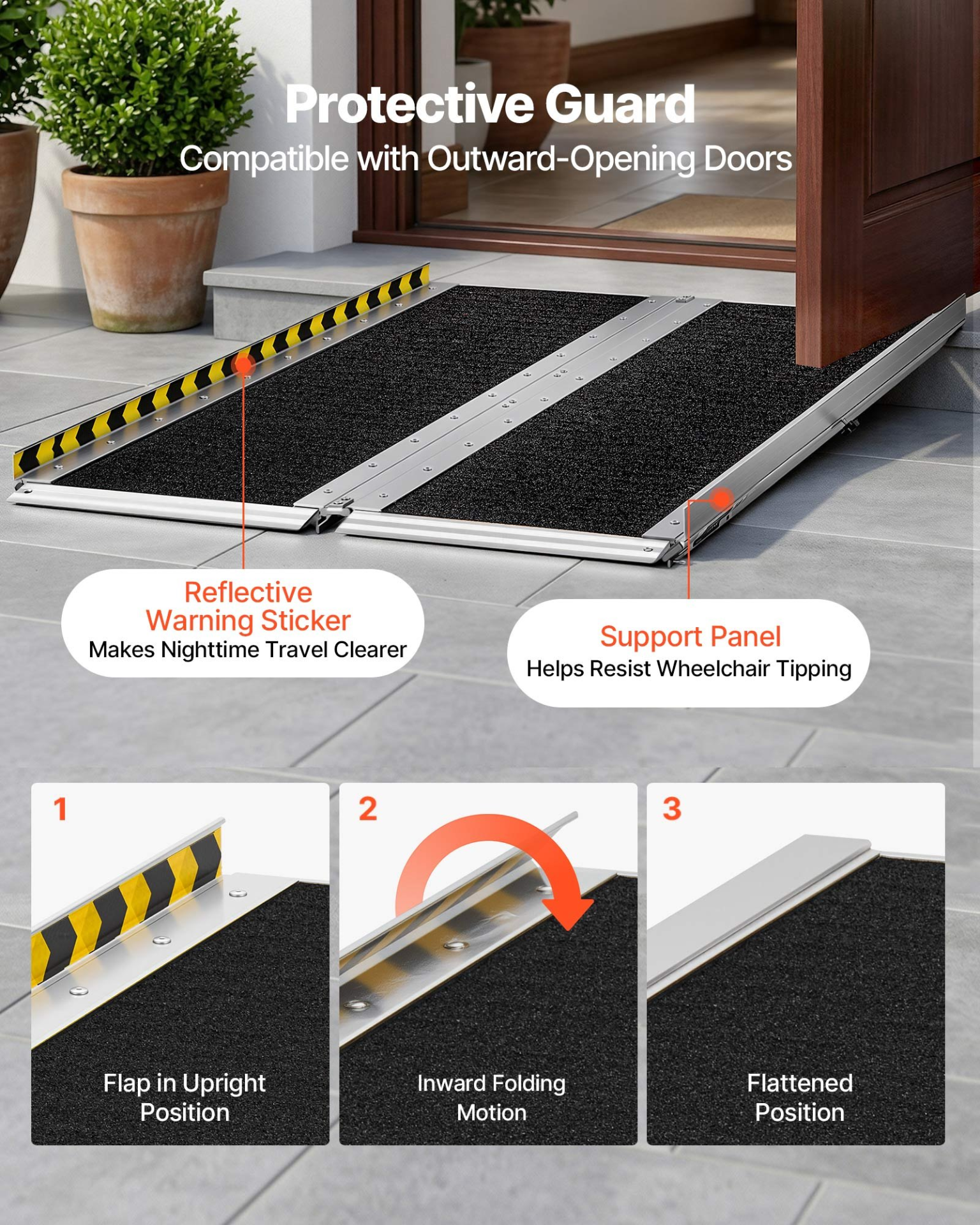 Rampa portátil para silla de ruedas, 1, 2 m (4 pies) | VEVOR
