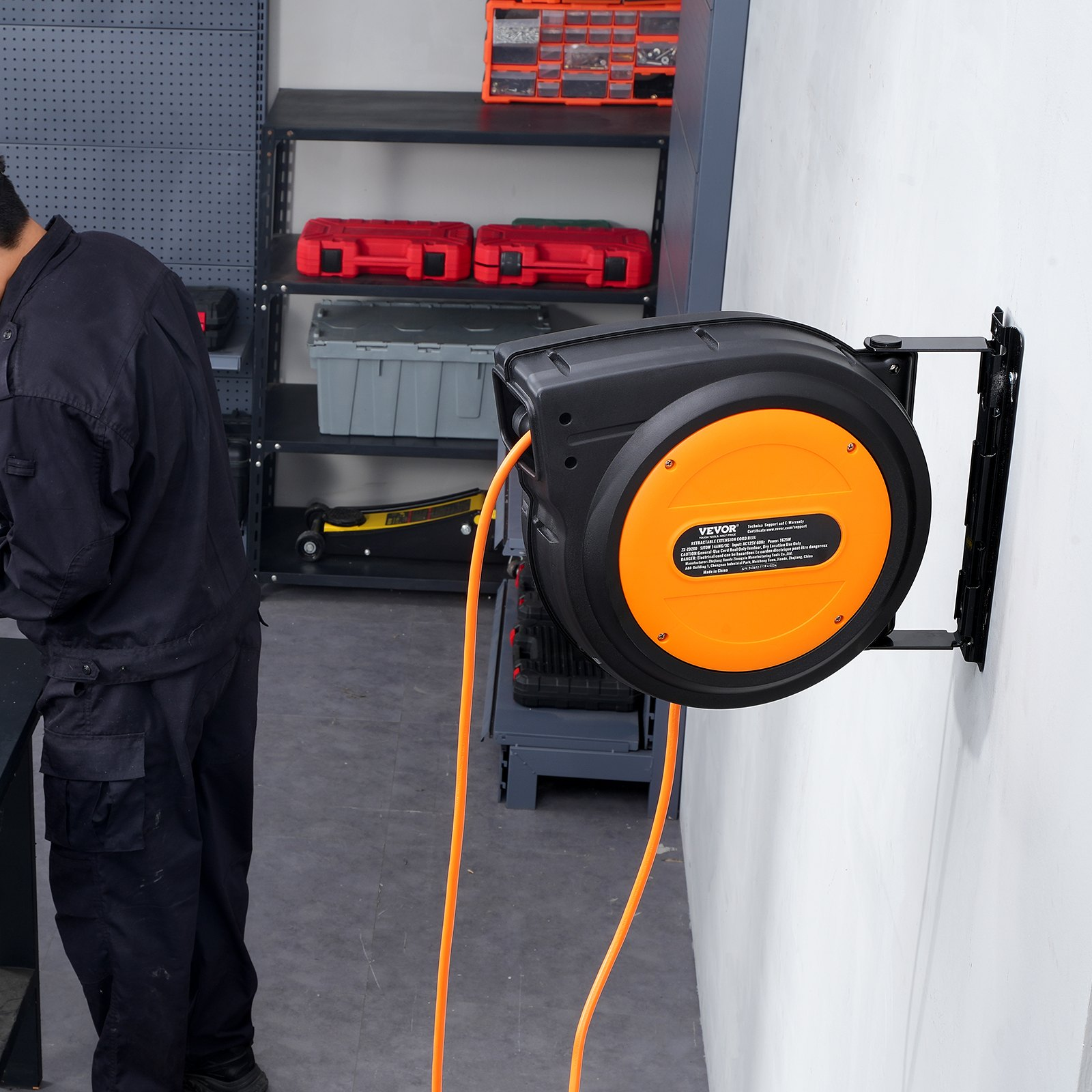 Carrete de cable de extensión retráctil SSSJXQ75FT | VEVOR