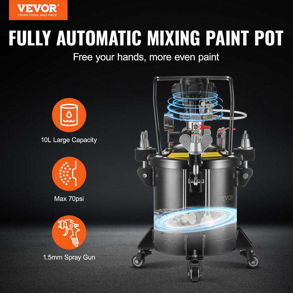 Depósito de pintura en aerosol a presión, 10 L/2.5 gal | VEVOR
