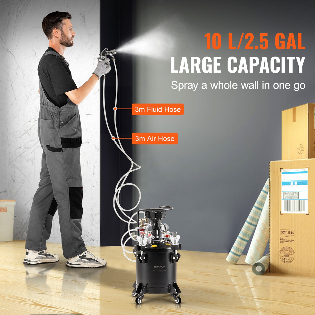 Depósito de pintura en aerosol a presión, 10 L/2.5 gal | VEVOR