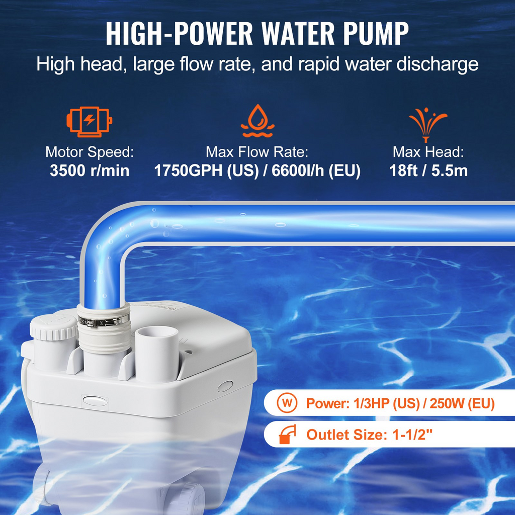 Bomba de desagüe para fregadero, 1/3 HP, 120 voltios | VEVOR