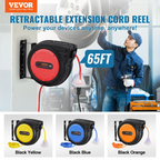 Carrete de cable de extensión retráctil SSSJXQ65FT | VEVOR