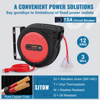 Carrete de cable de extensión retráctil SSSJXQ65FT | VEVOR