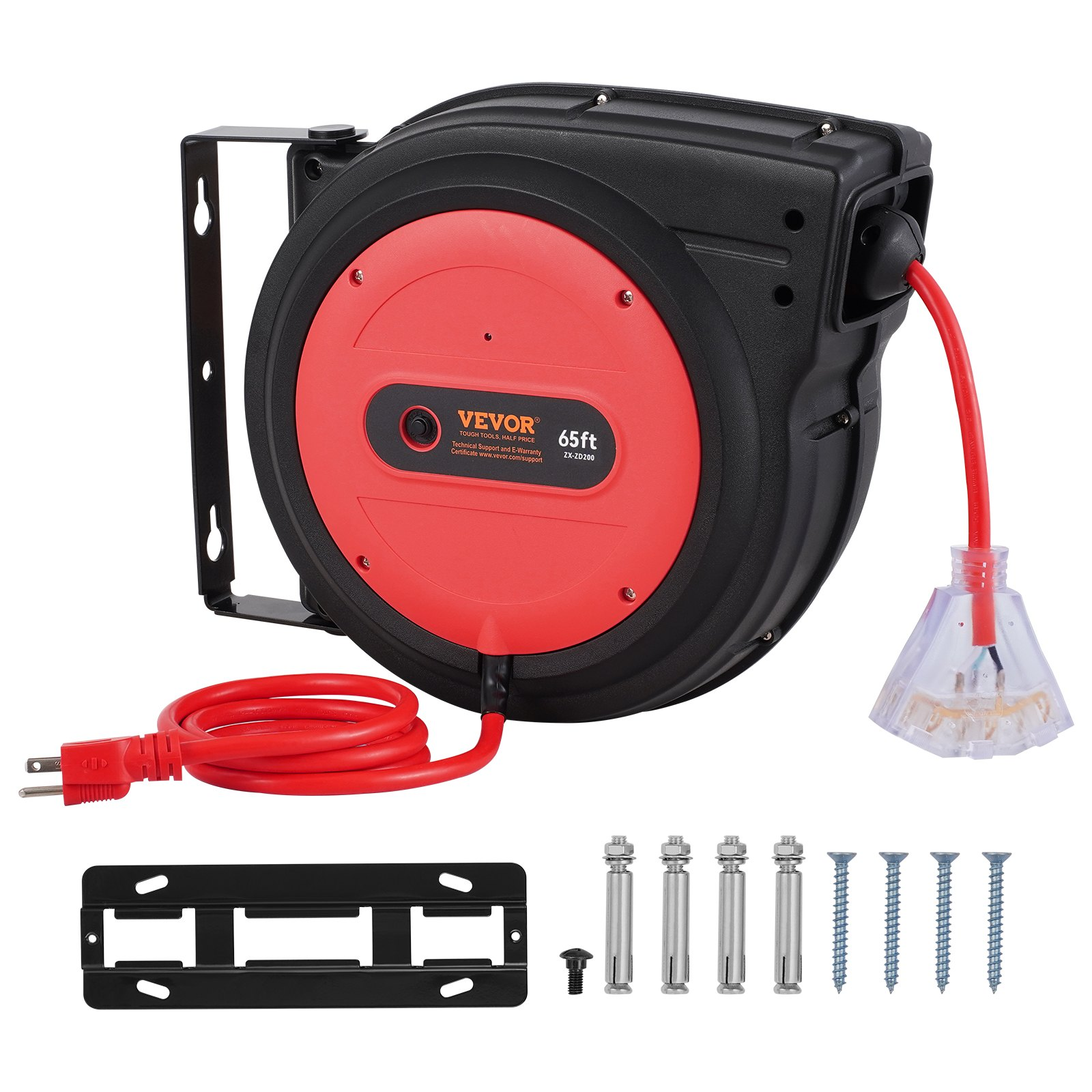Carrete de cable de extensión retráctil SSSJXQ65FT | VEVOR