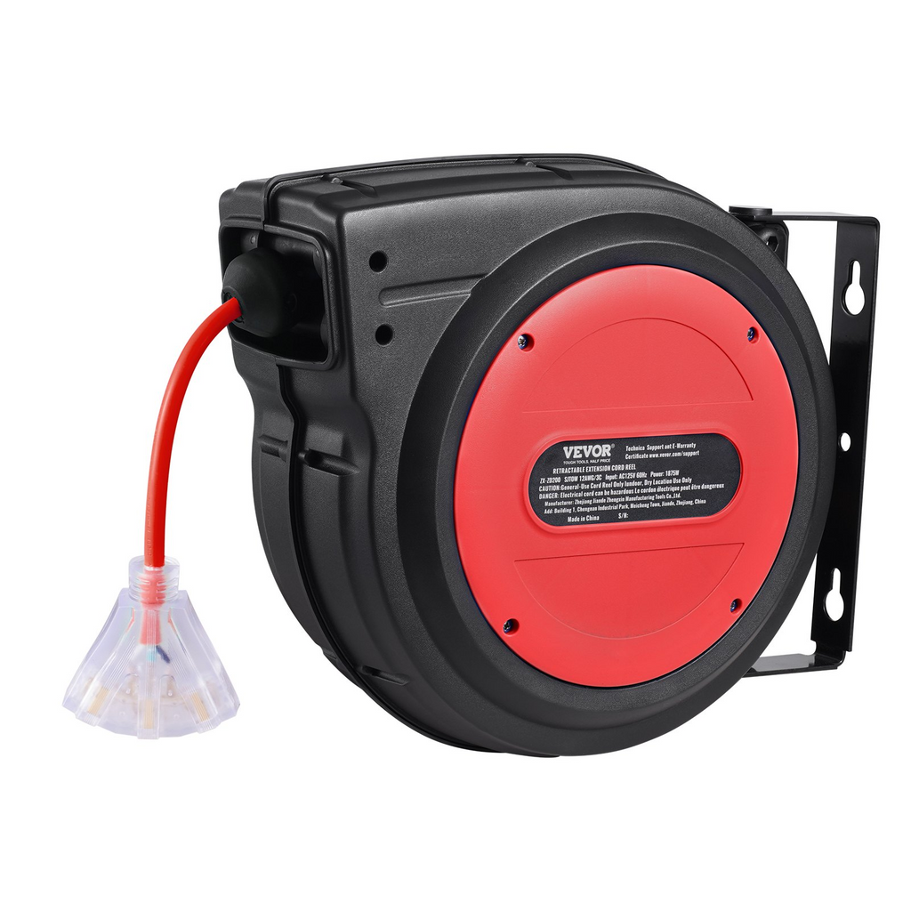 Carrete de cable de extensión retráctil SSSJXQ65FT | VEVOR