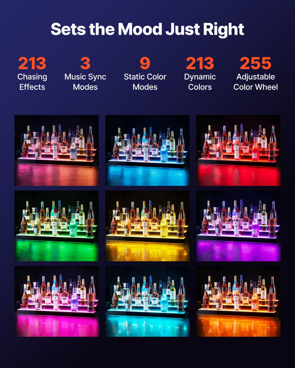 Expositor de botellas de licor con iluminación LED | VEVOR
