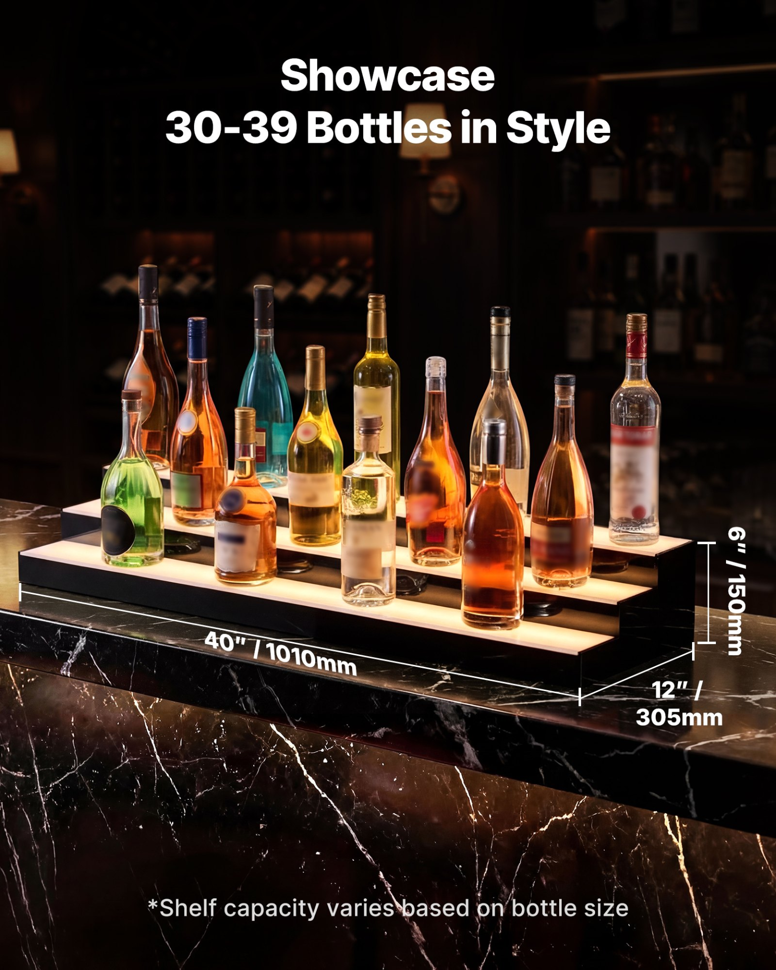 Expositor de botellas de licor con iluminación LED | VEVOR
