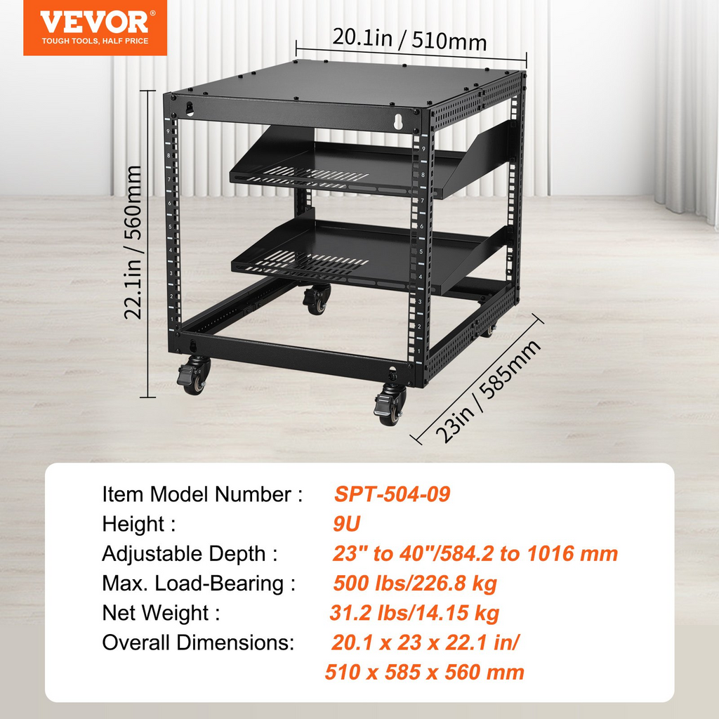 Rack para servidores de 9U con estructura abierta | VEVOR