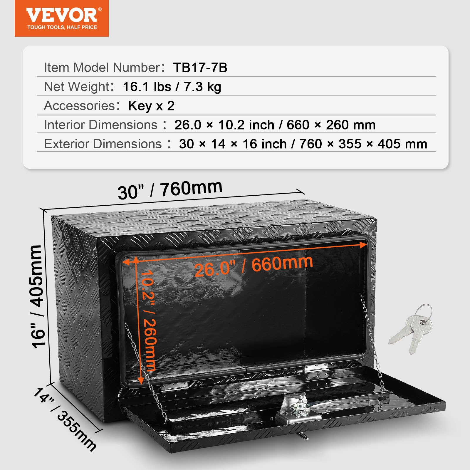 Caja de herramientas para debajo de la carrocería, 40 cm | VEVOR