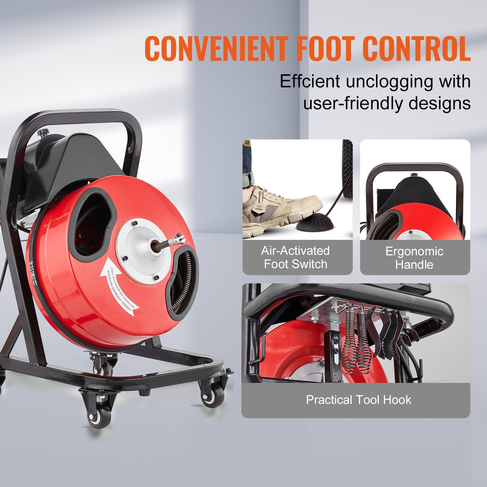 Máquina desatascadora de 50 pies x 1/2 pulgada SDJJKLSGDS | VEVOR