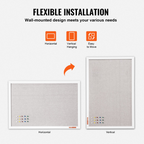 Tablero de corcho blanco de 122 x 91 cm con superficie | VEVOR
