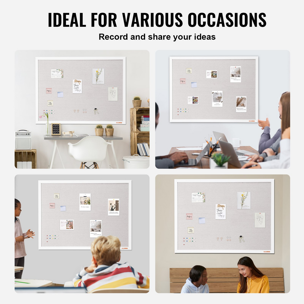 Tablero de corcho blanco de 122 x 91 cm con superficie | VEVOR