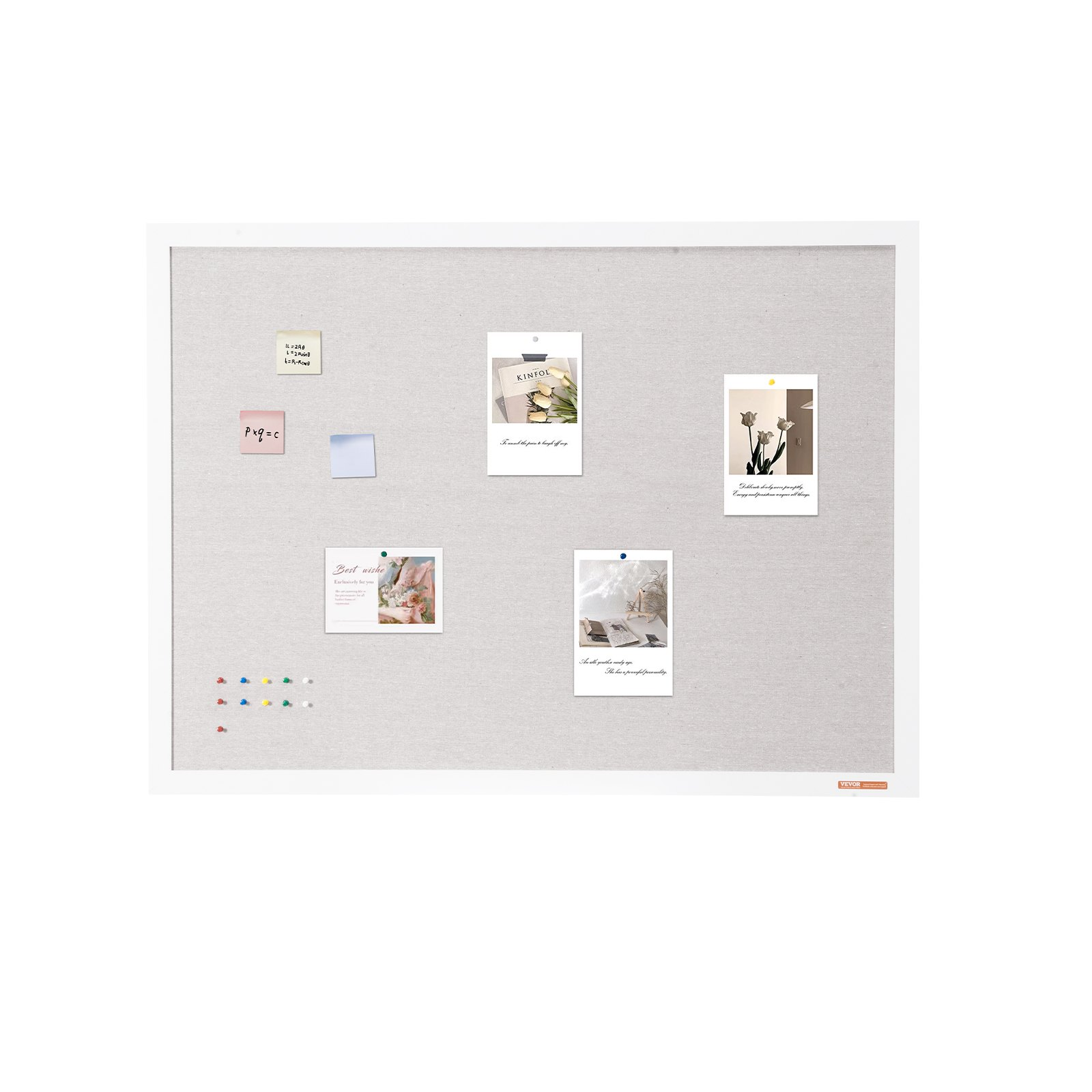 Tablero de corcho blanco de 122 x 91 cm con superficie | VEVOR