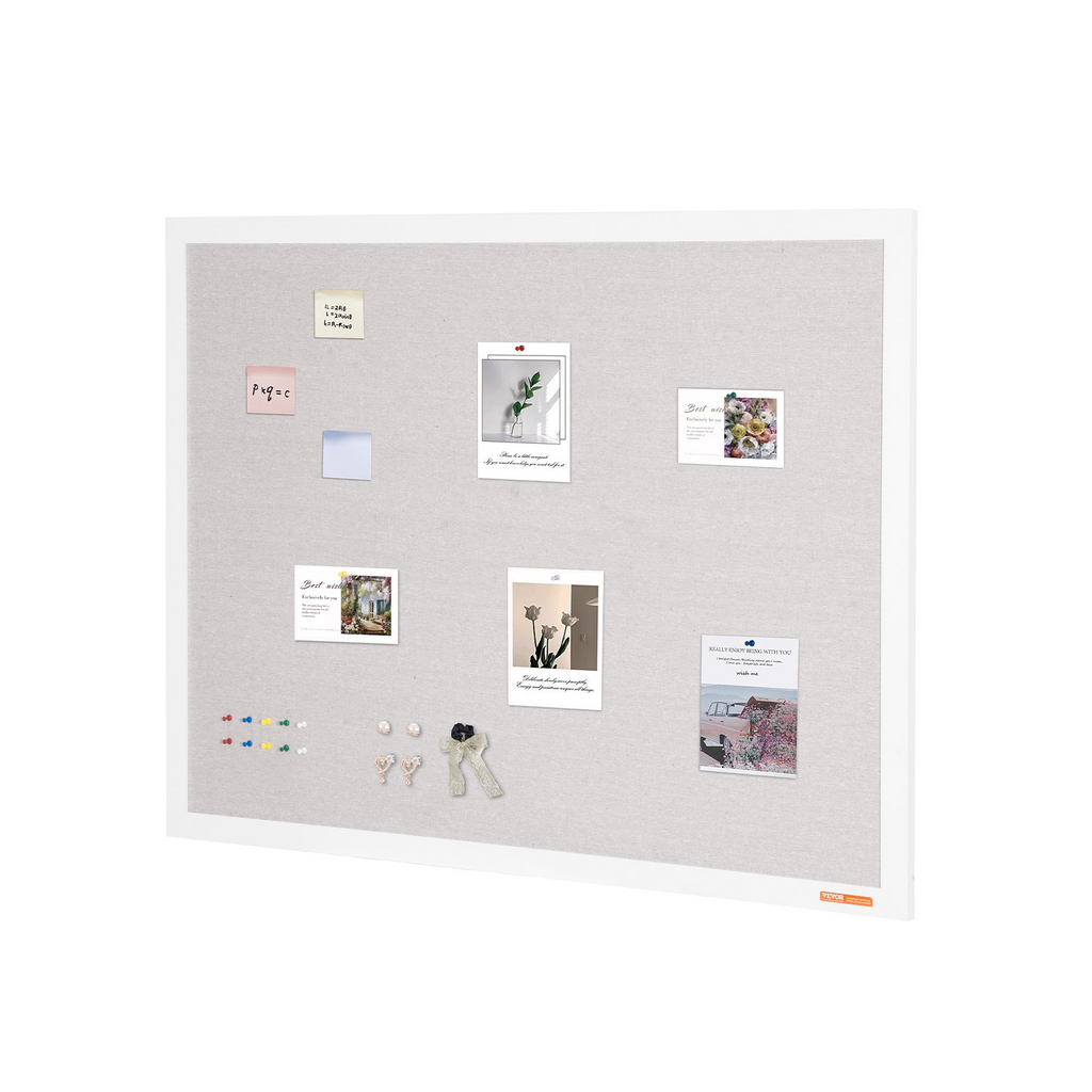 Tablero de corcho blanco de 122 x 91 cm con superficie | VEVOR