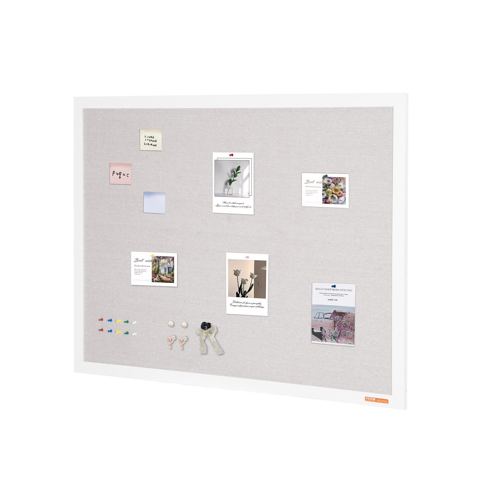 Tablero de corcho blanco de 122 x 91 cm con superficie | VEVOR