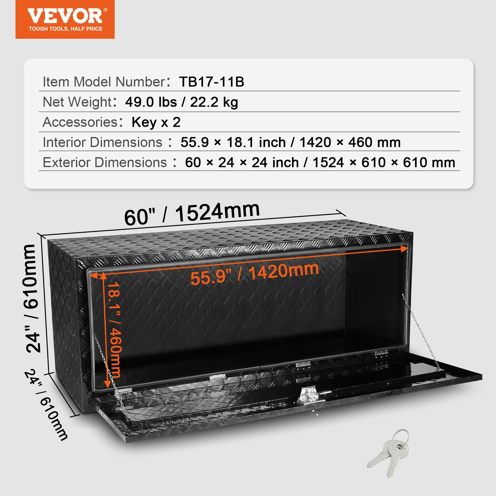 Caja de herramientas para debajo de la carrocería CDKCGJX260 | VEVOR