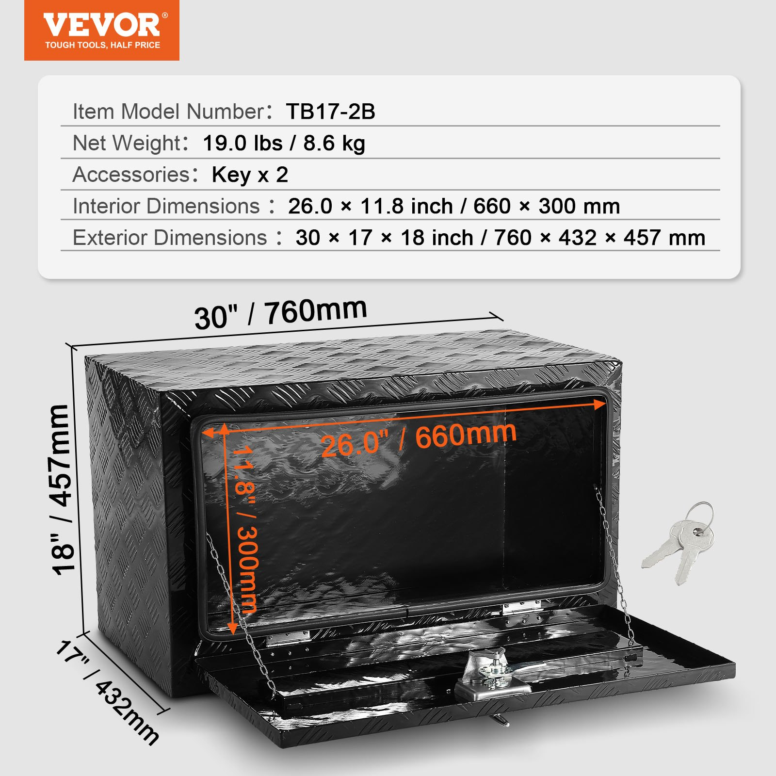 Caja de herramientas para debajo de la carrocería CDKCGJX230 | VEVOR