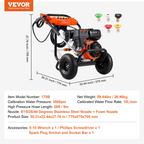 Hidrolavadora, 3500 PSI, 2.6 GPM, juego de 5 boquillas | VEVOR