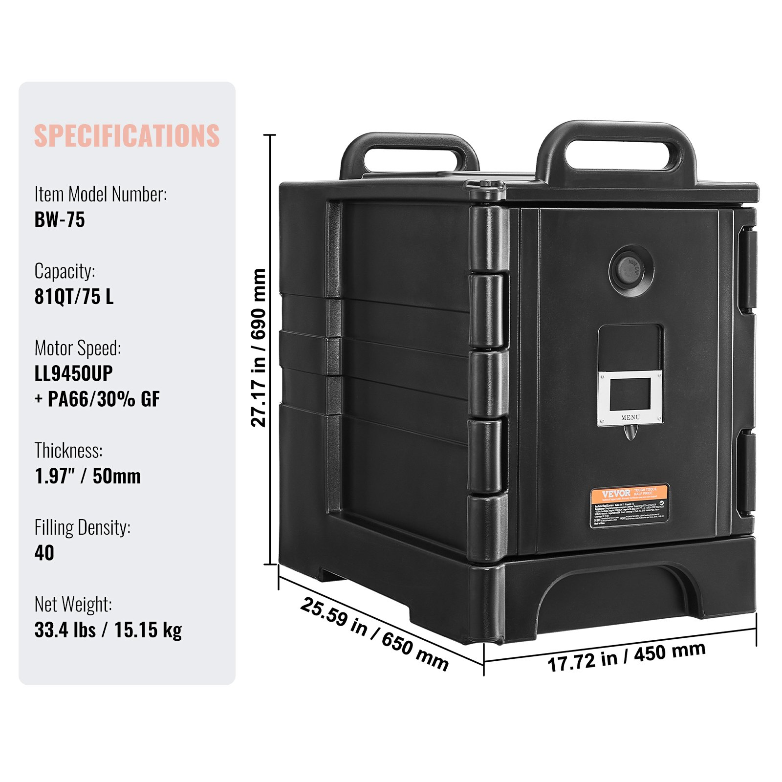 Transportador de bandejas de alimentos isotérmico SPBWXHSLLD | VEVOR