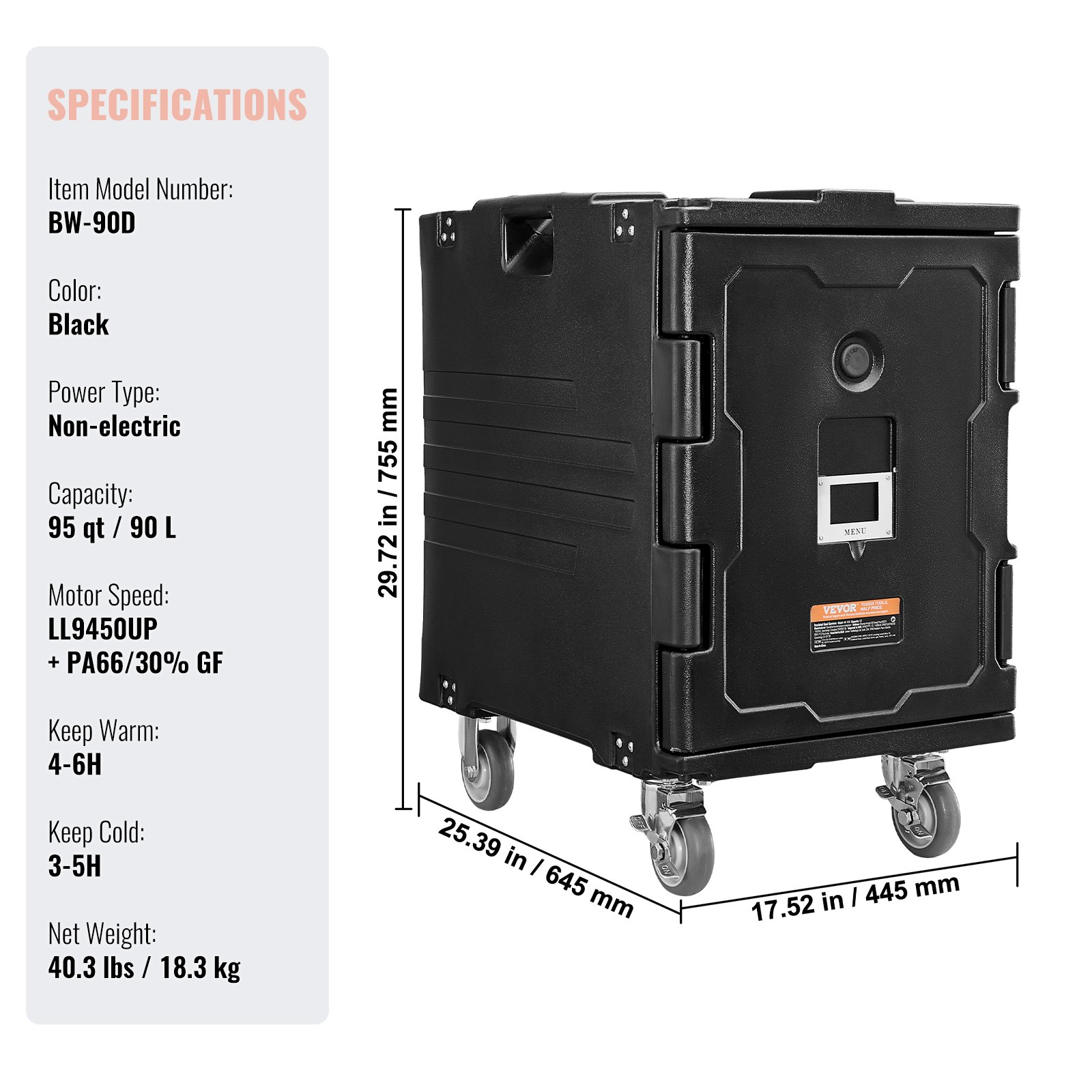 Transportador de bandejas de alimentos isotérmico SPBWXHSLLD | VEVOR