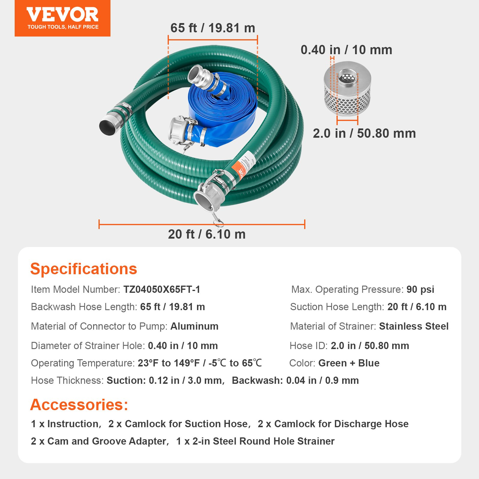 Kit de manguera de succión para bomba de agua | VEVOR