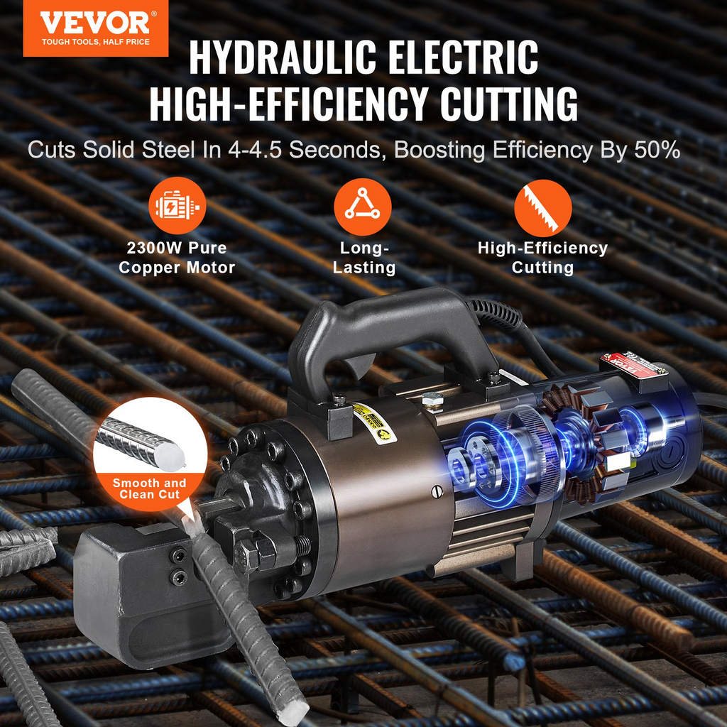 Cortadora de varillas hidráulica eléctrica, 1,26 pulgadas | VEVOR