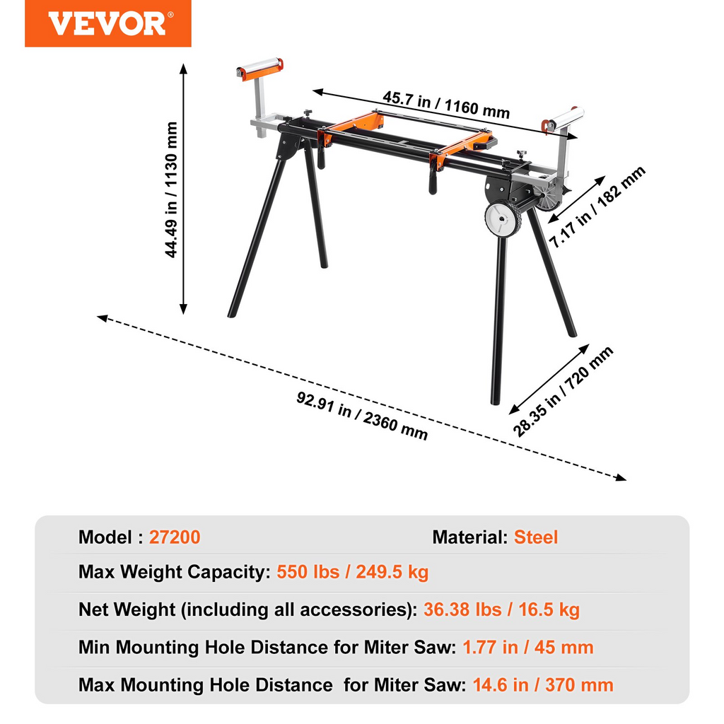 Soporte para sierra ingletadora, 250 kg | VEVOR
