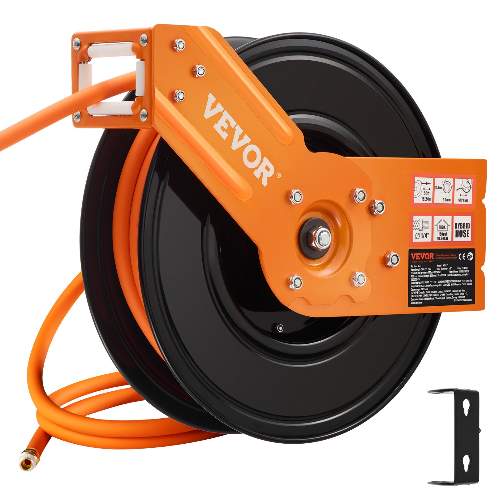 Carrete de manguera de aire retráctil KFSKQRGJP5 | VEVOR