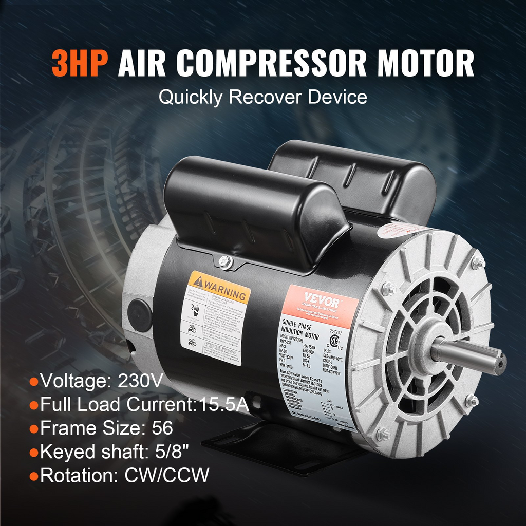 Motor eléctrico para compresor de aire de 3 HP | VEVOR