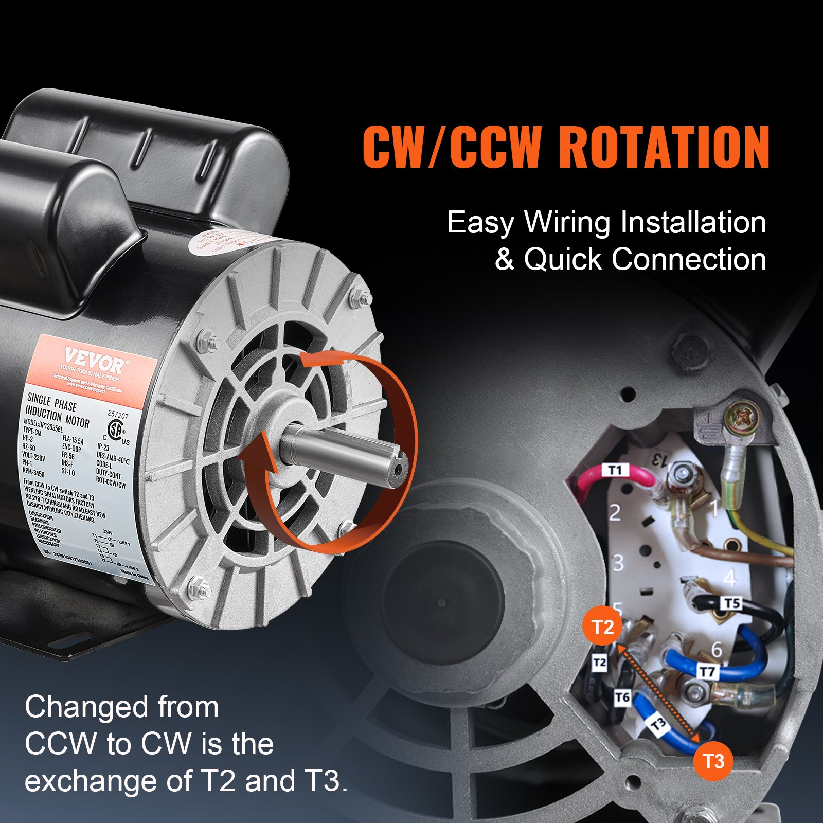 Motor eléctrico para compresor de aire de 3 HP | VEVOR