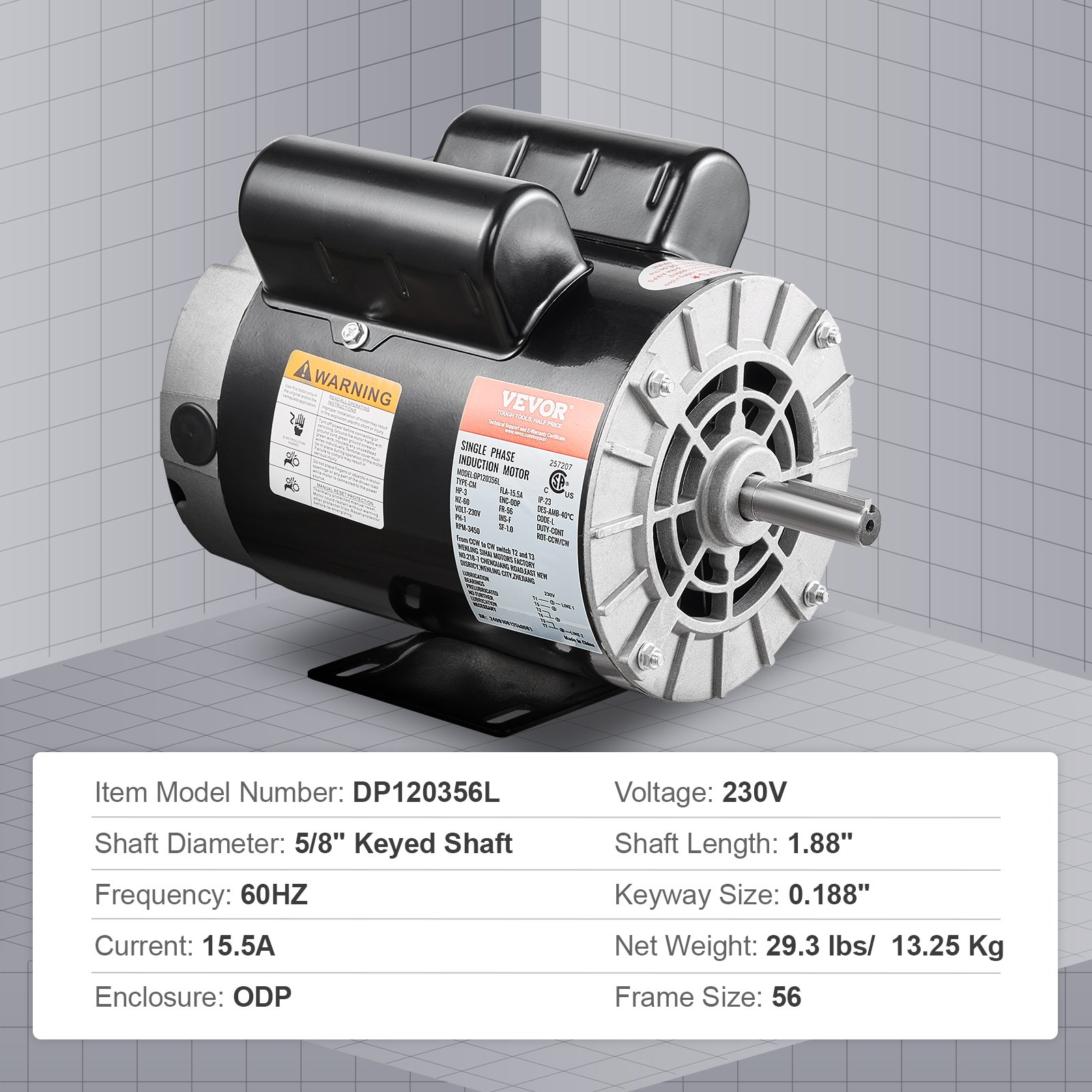 Motor eléctrico para compresor de aire de 3 HP | VEVOR