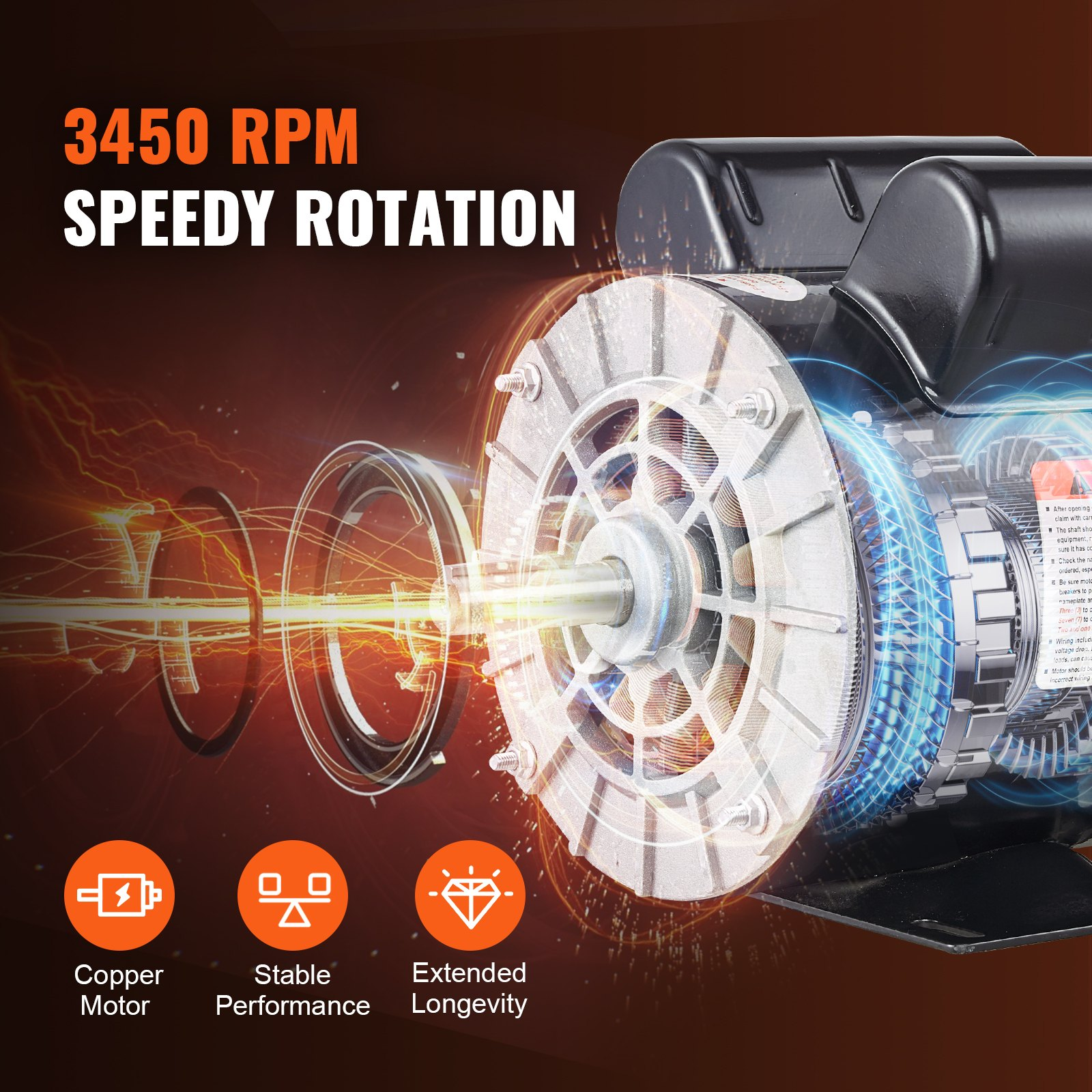 Motor eléctrico para compresor de aire 2HP SPL | VEVOR