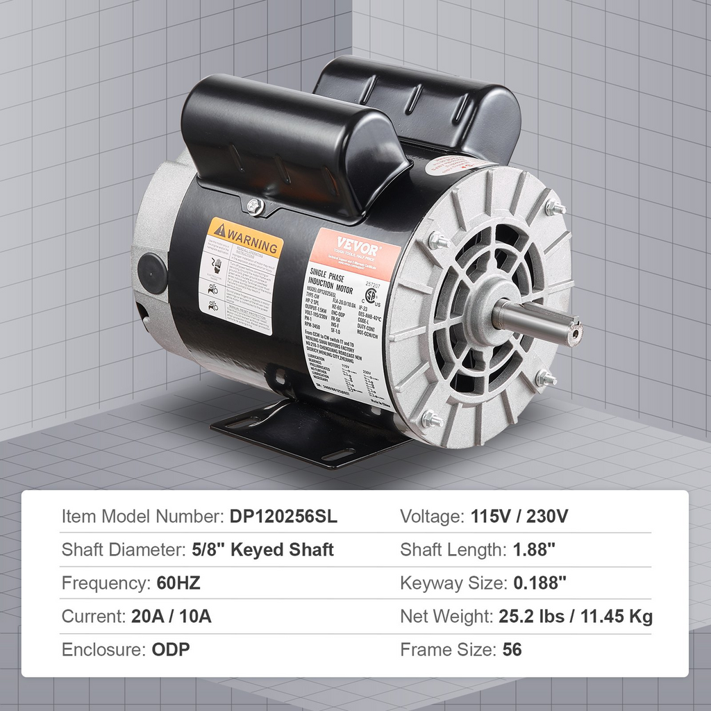 Motor eléctrico para compresor de aire 2HP SPL | VEVOR