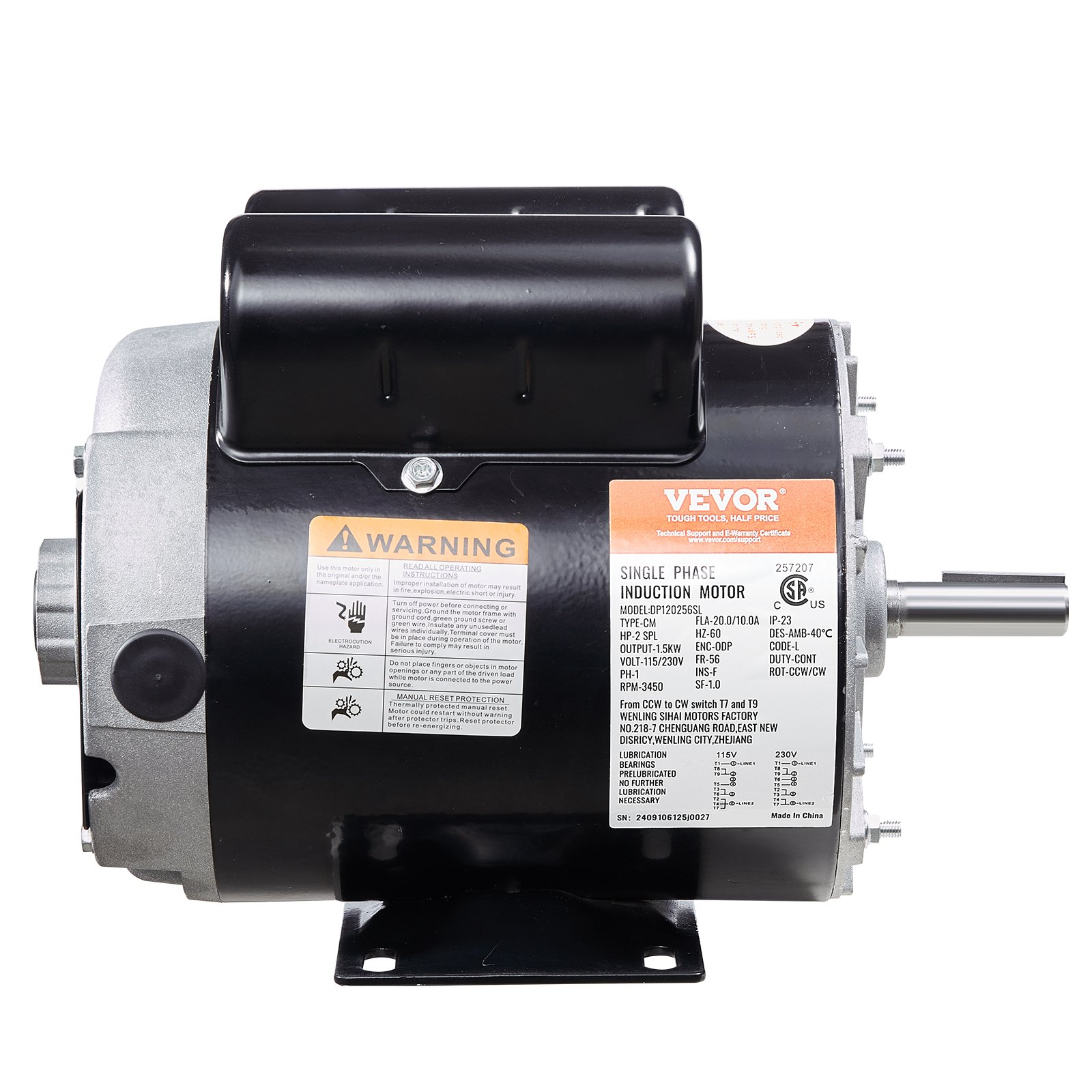 Motor eléctrico para compresor de aire 2HP SPL | VEVOR